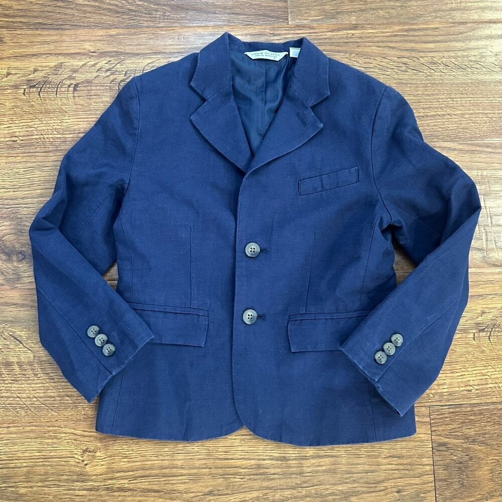 Janie and Jack special occasion blue linen blazer jacket